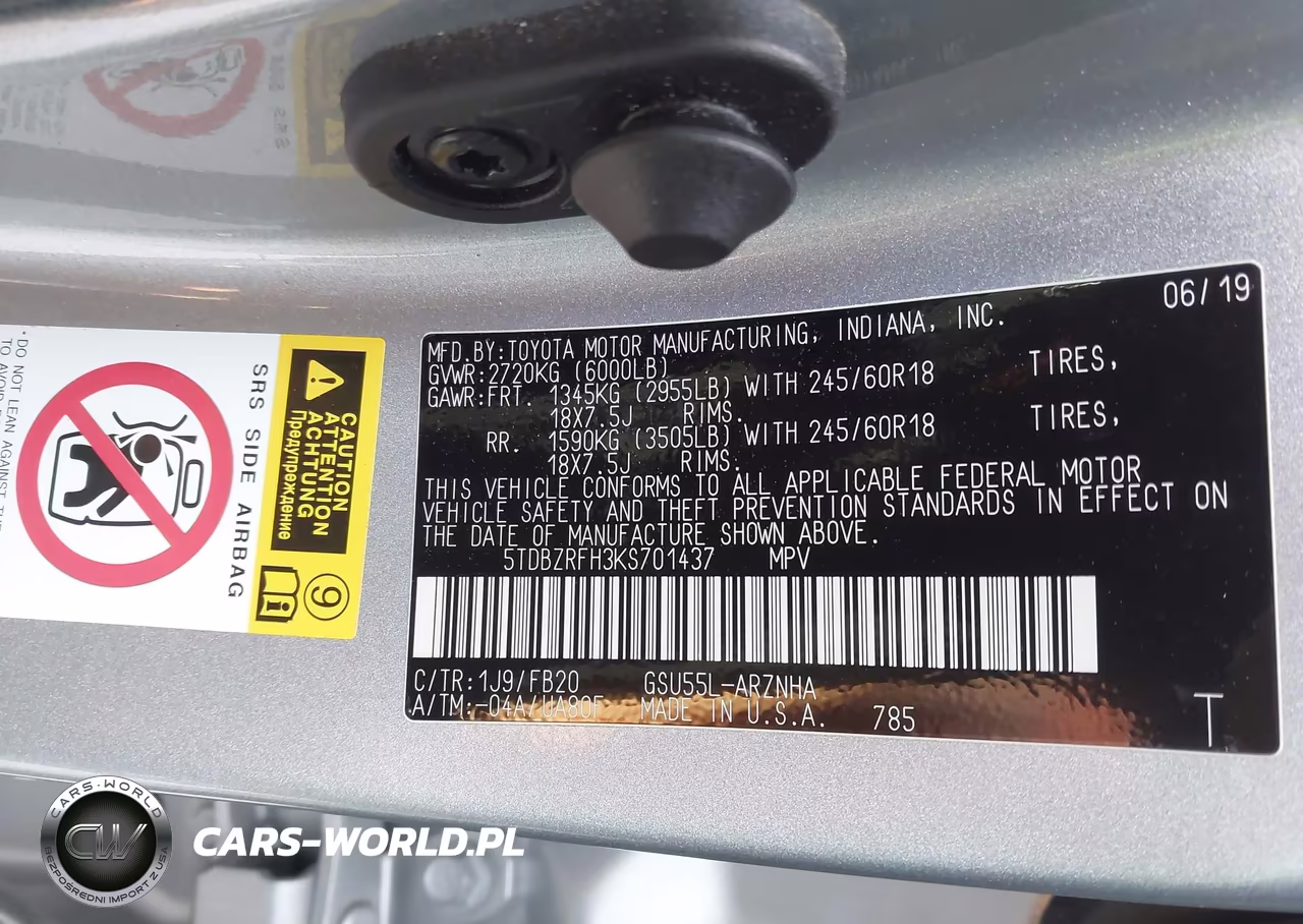 2019 Toyota Highlander Le VIN:5TDBZRFH3KS701437 - 9
