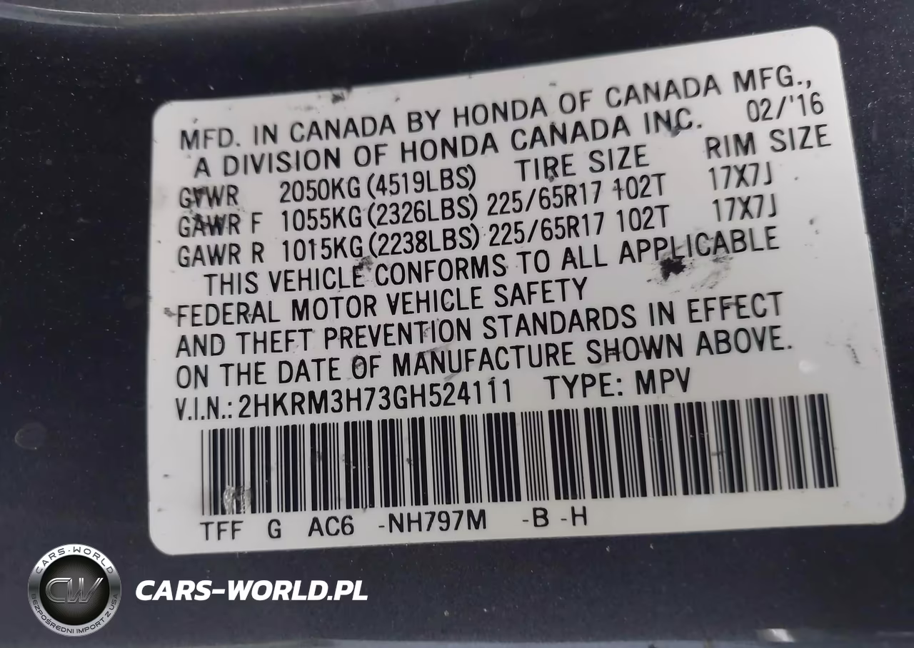 2016 Honda Cr-V Ex-L VIN:2HKRM3H73GH524111 - 9