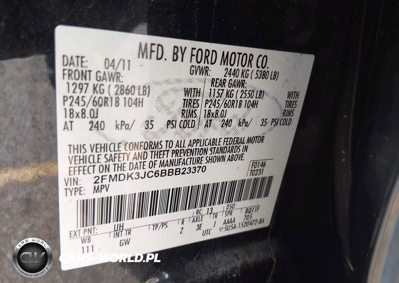 2011 Ford Edge Sel VIN:2FMDK3JC6BBB23370 - 9