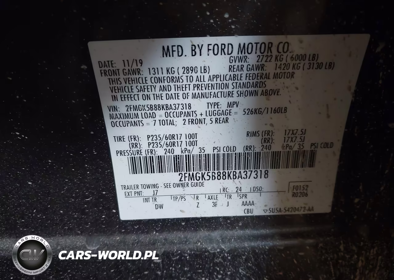 2019 FORD FLEX SE VIN:2FMGK5B88KBA37318 - 9