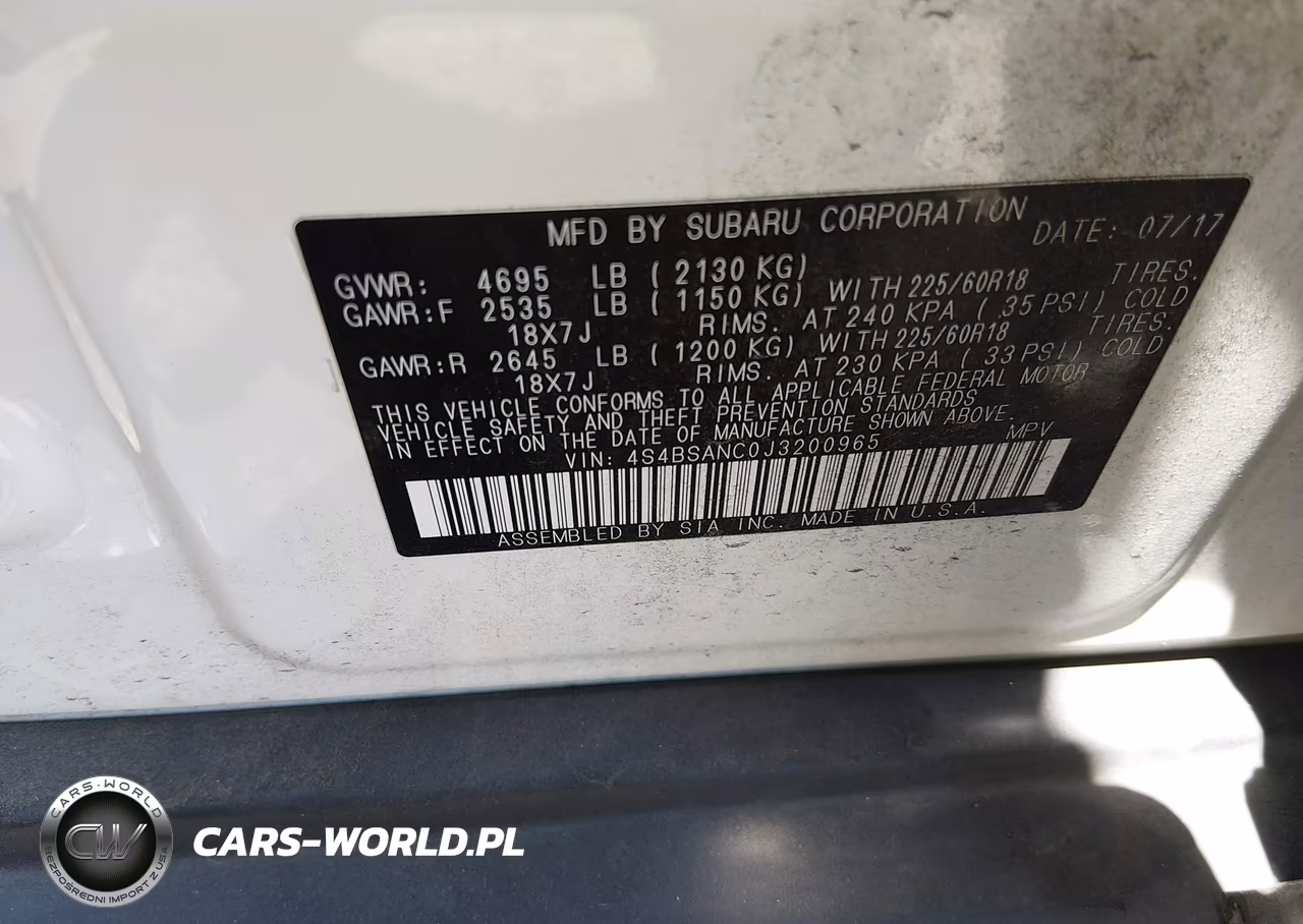 2018 Subaru Outback 2.5I Limited VIN:4S4BSANC0J3200965 - 9