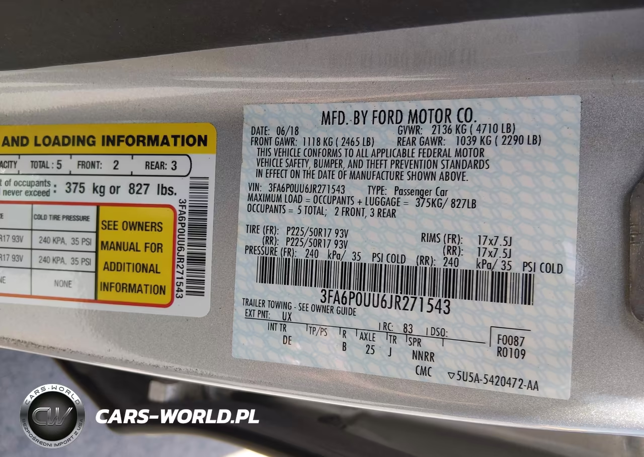 2018 Ford Fusion Hybrid S VIN:3FA6P0UU6JR271543 - 9