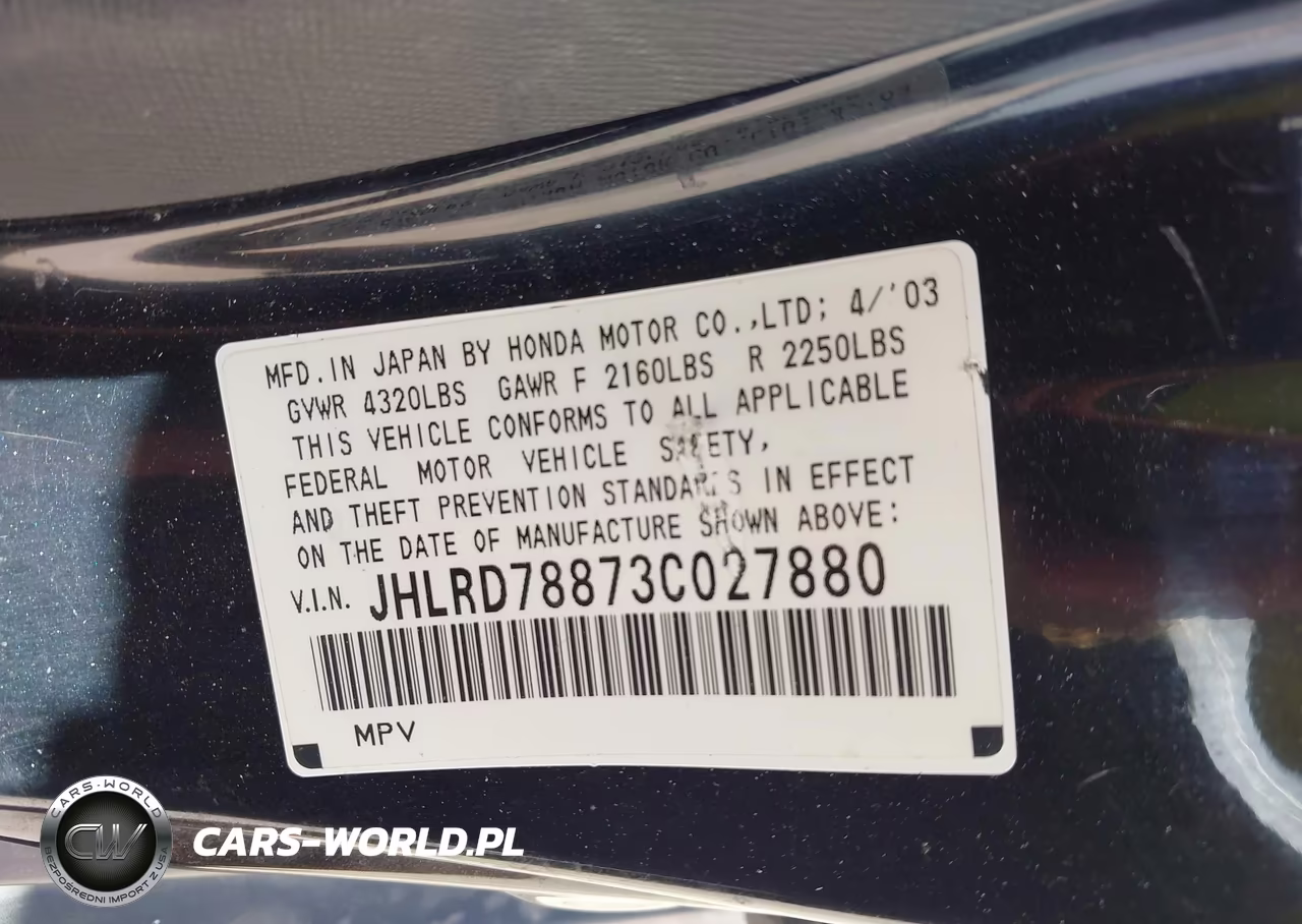 2003 Honda Cr-V Ex VIN:JHLRD78873C027880 - 9