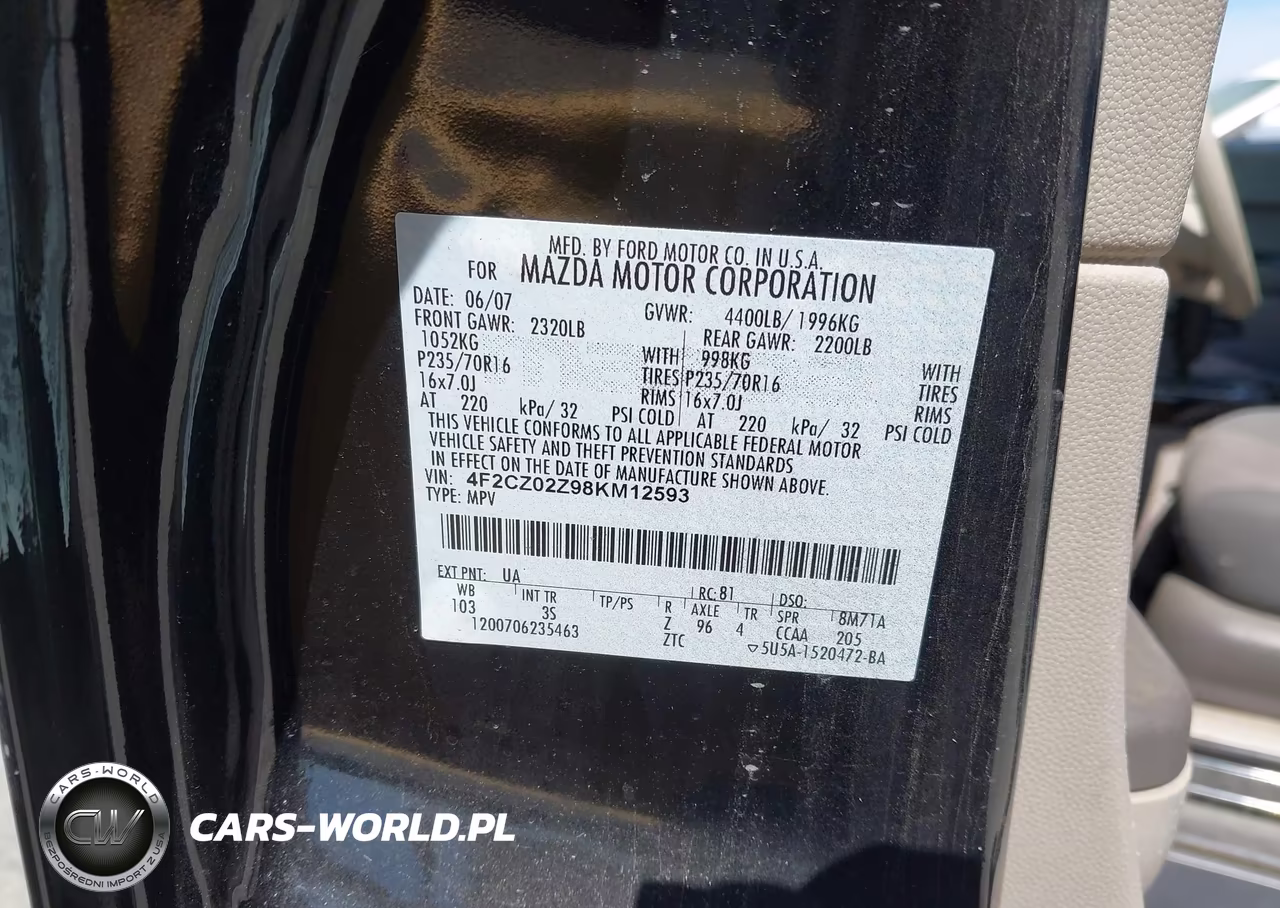 2008 Mazda Tribute I Touring VIN:4F2CZ02Z98KM12593 - 9