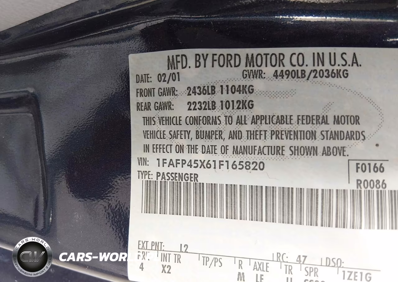 2001 Ford Mustang Gt VIN:1FAFP45X61F165820 - 9