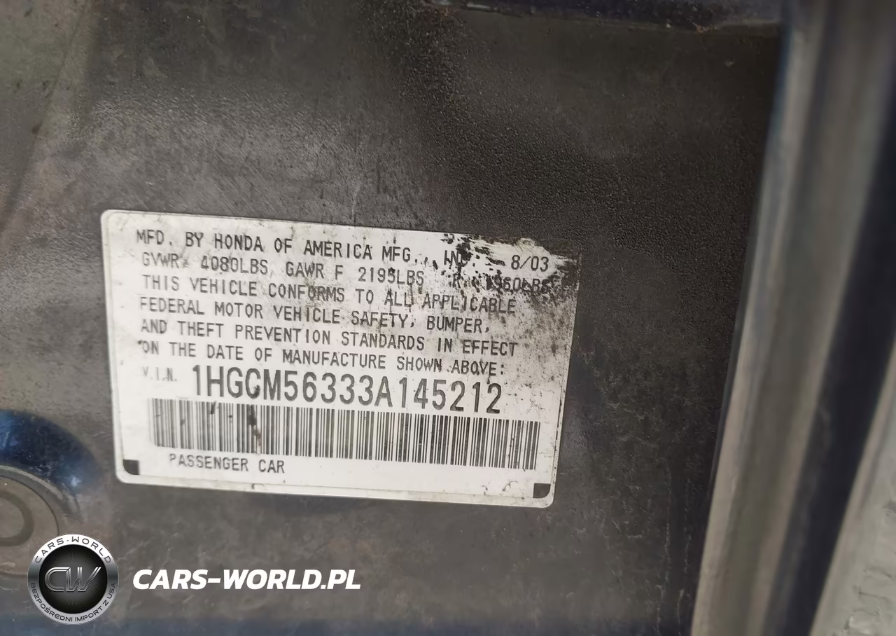 2003 Honda Accord Sdn Lx VIN:1HGCM56333A145212 - 9