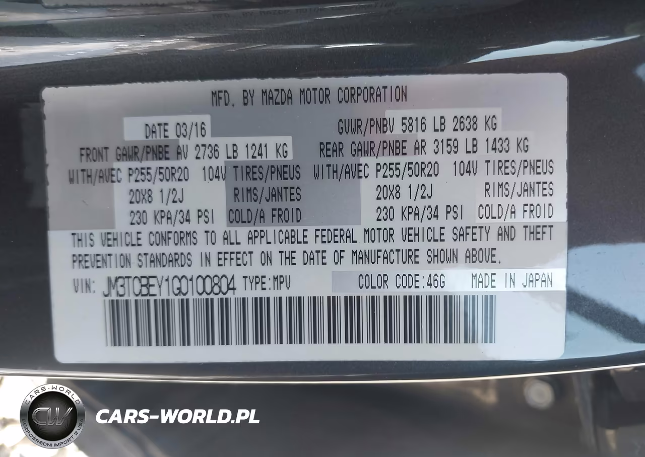 2016 Mazda Cx-9 Signature VIN:JM3TCBEY1G0100804 - 9