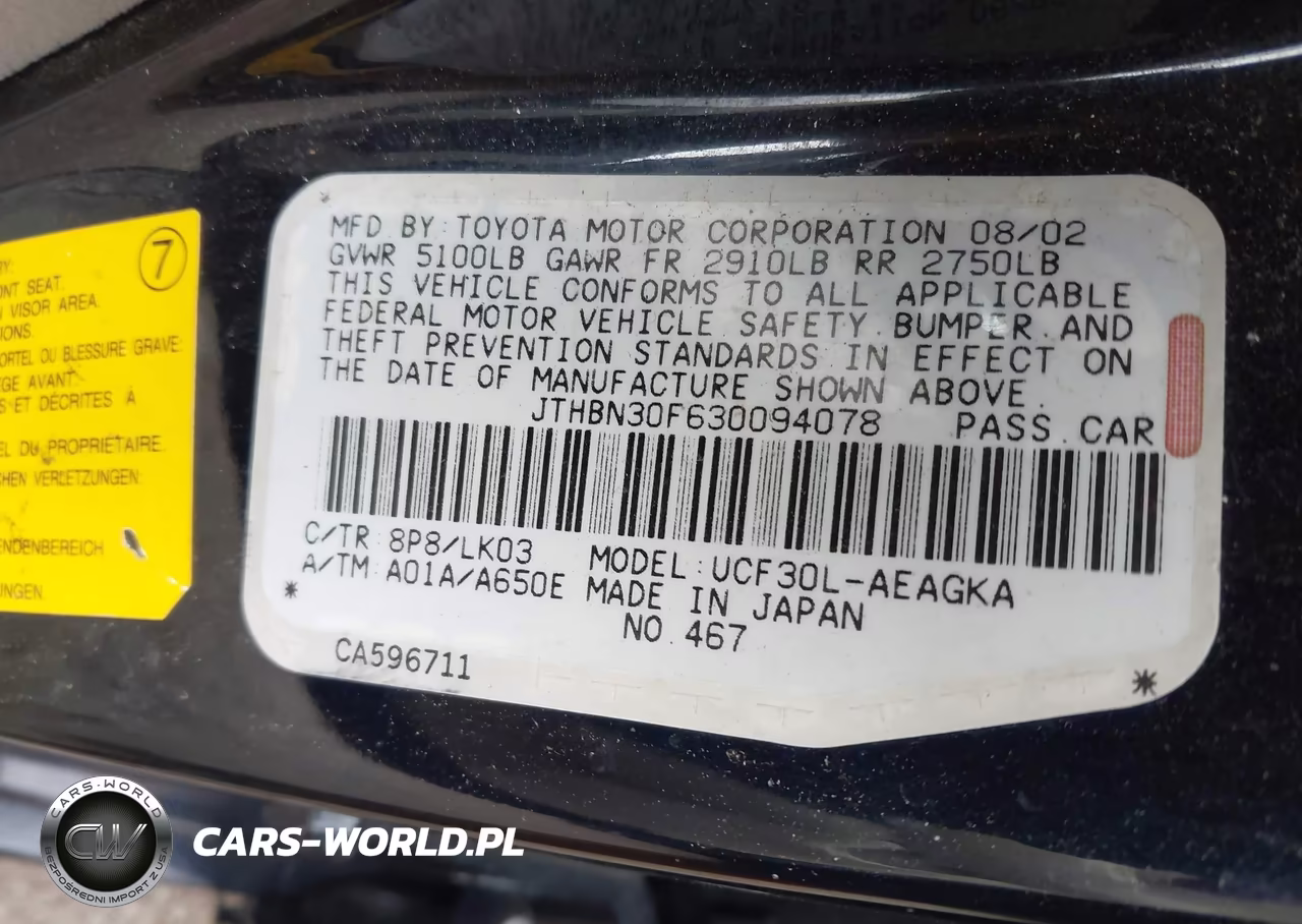 2003 Lexus Ls 430 VIN:JTHBN30F630094078 - 9