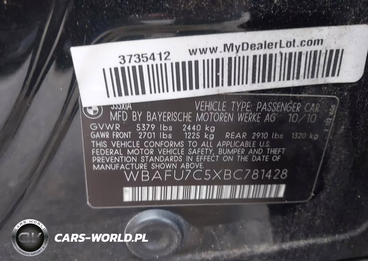 2011 BMW 535I xDrive VIN:WBAFU7C5XBC781428 - 9
