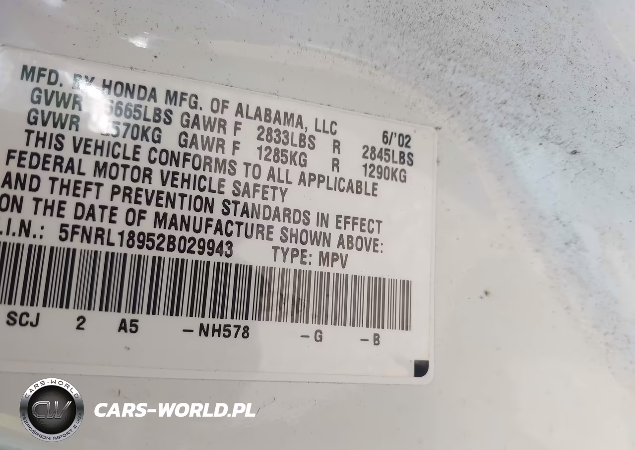 2002 Honda Odyssey Ex-L VIN:5FNRL18952B029943 - 9