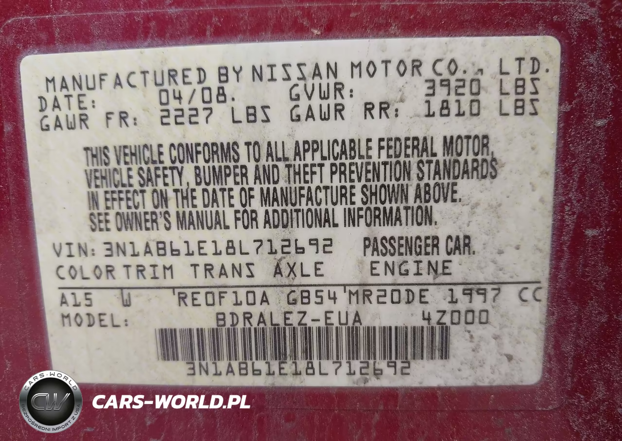 2008 Nissan Sentra 2.0 S VIN:3N1AB61E18L712692 - 9