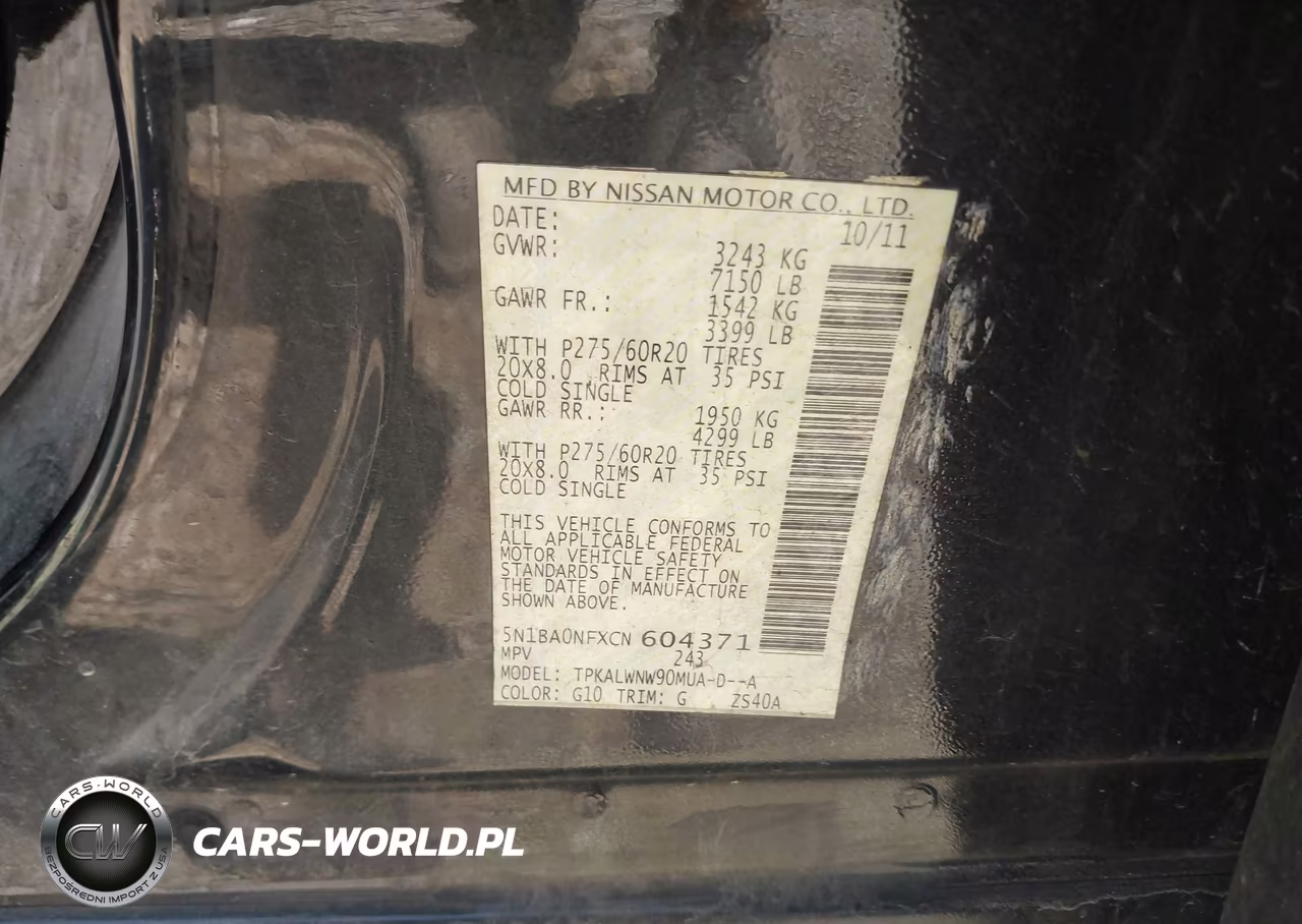 2012 Nissan Armada Platinum VIN:5N1BA0NFXCN604371 - 9