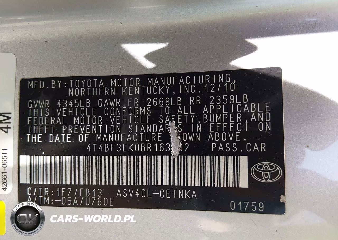 2011 Toyota Camry Le VIN:4T4BF3EK0BR163702 - 9