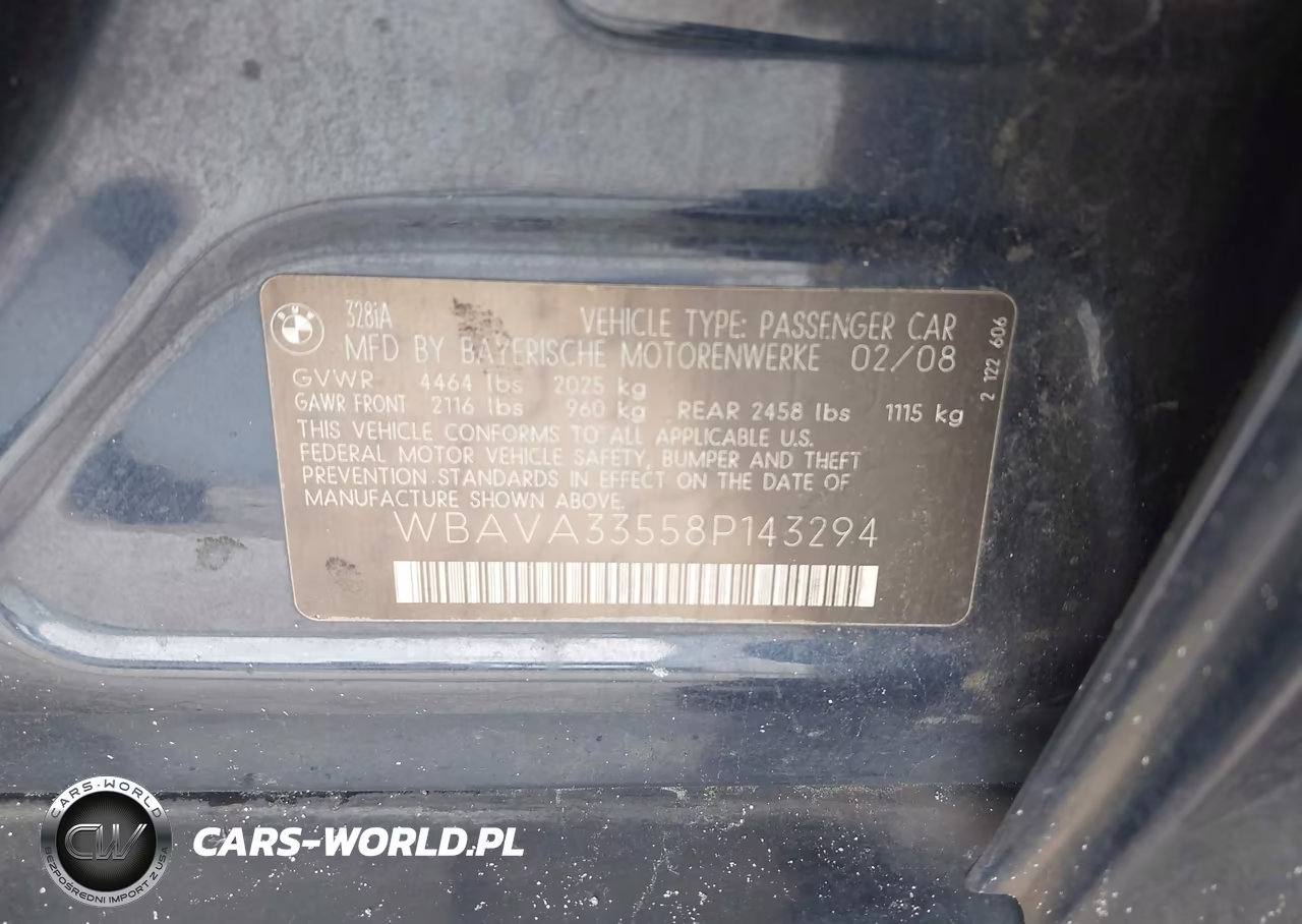 2008 BMW 328I VIN:WBAVA33558P143294 - 9
