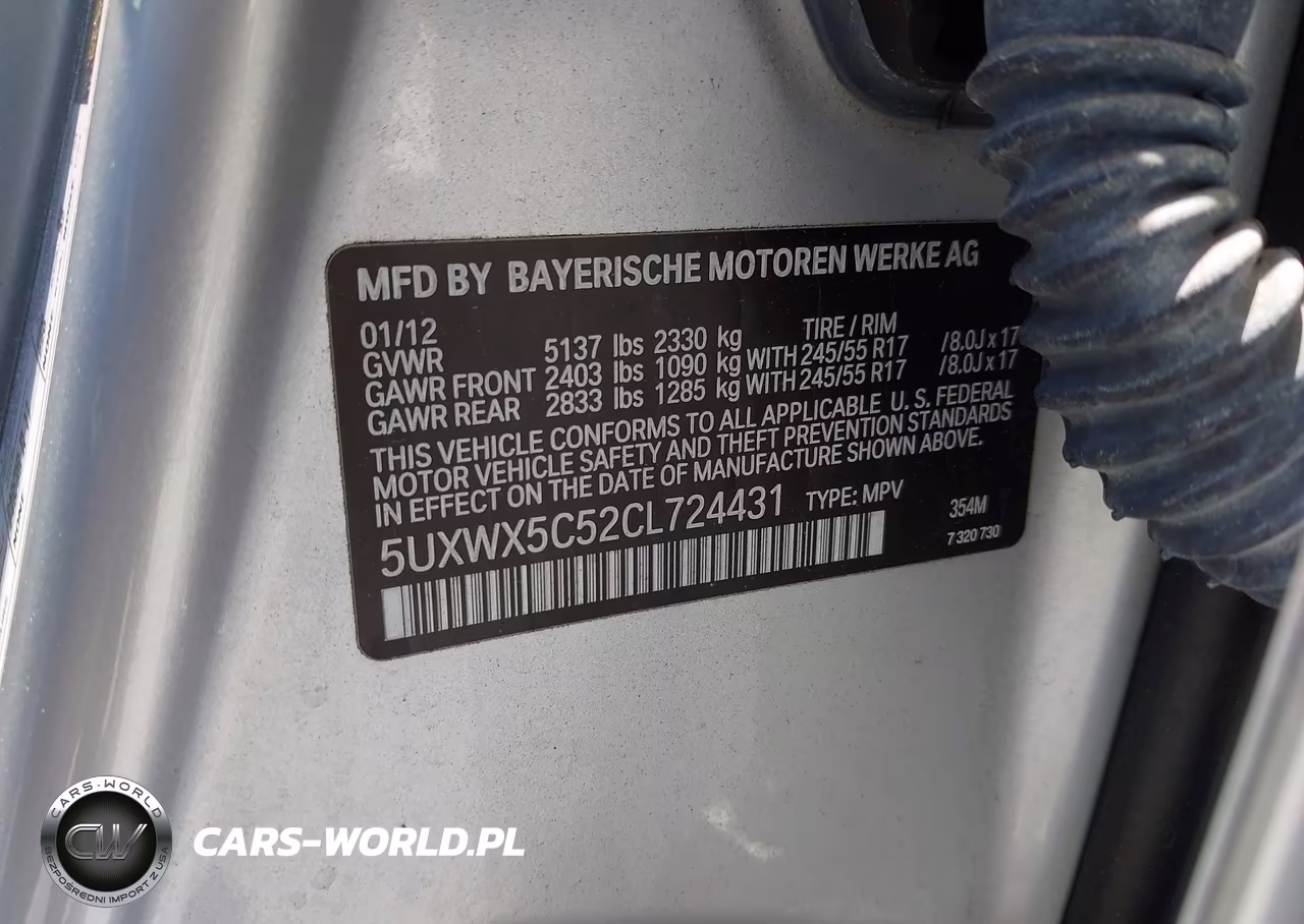 2012 BMW X3 xDrive28I VIN:5UXWX5C52CL724431 - 9