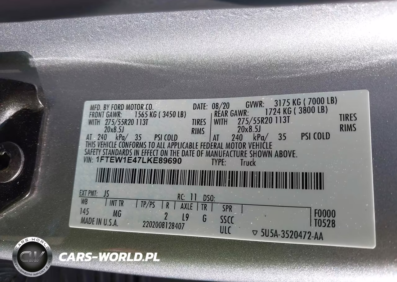 2020 Ford F-150 Xlt VIN:1FTEW1E47LKE89690 - 9