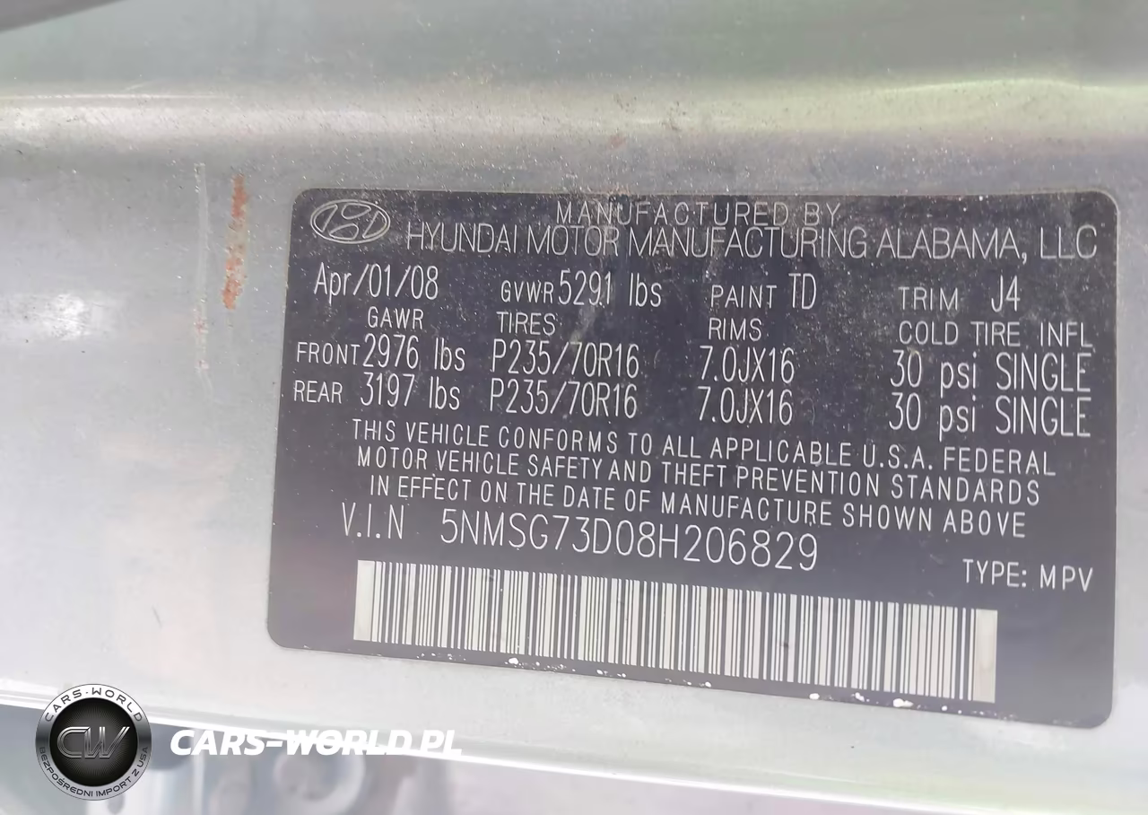 2008 Hyundai Santa Fe Gls VIN:5NMSG73D08H206829 - 9
