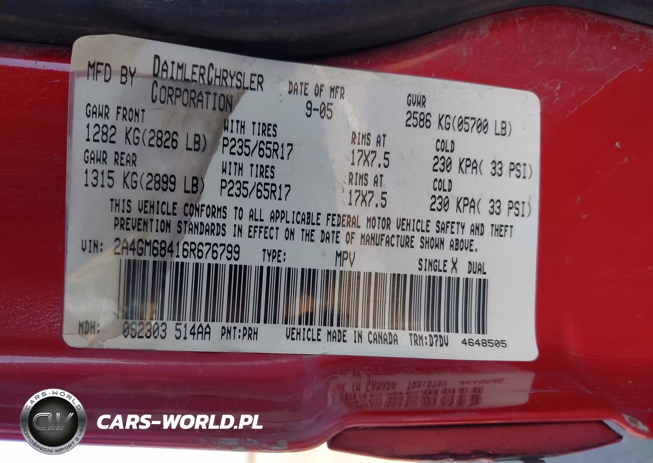 2006 Chrysler Pacifica Touring VIN:2A4GM68416R676799 - 9