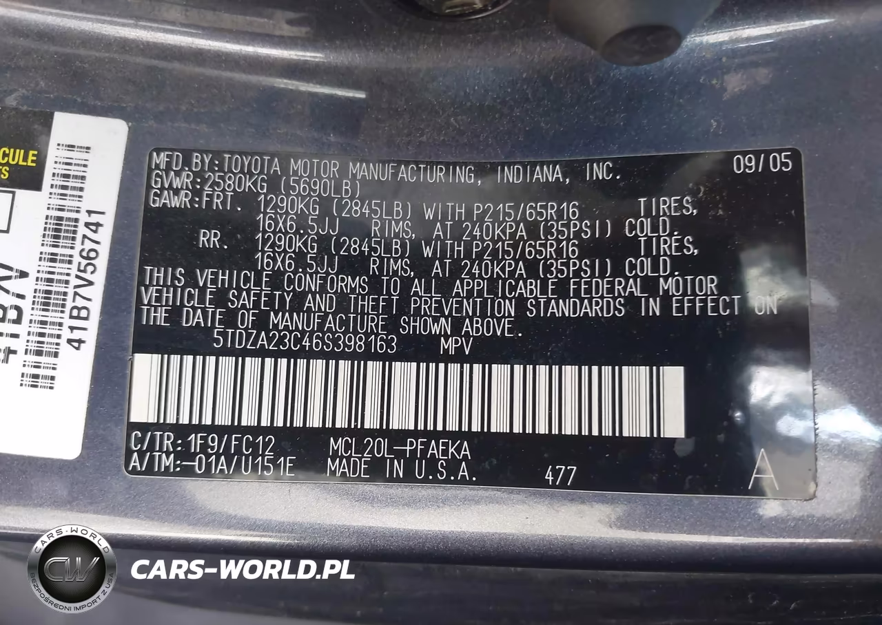 2006 Toyota Sienna Le VIN:5TDZA23C46S398163 - 9