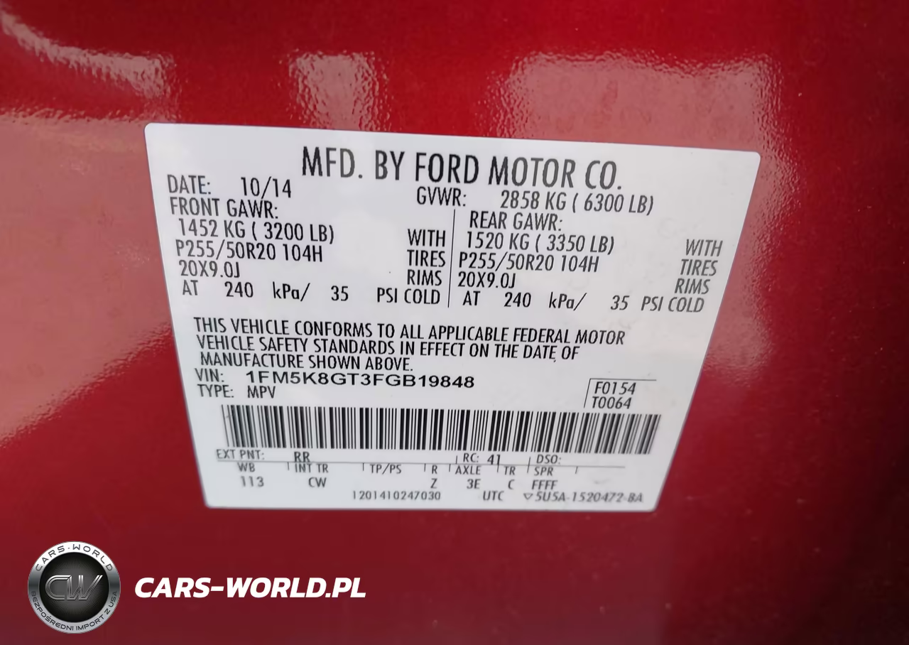 2015 Ford Explorer Sport VIN:1FM5K8GT3FGB19848 - 9