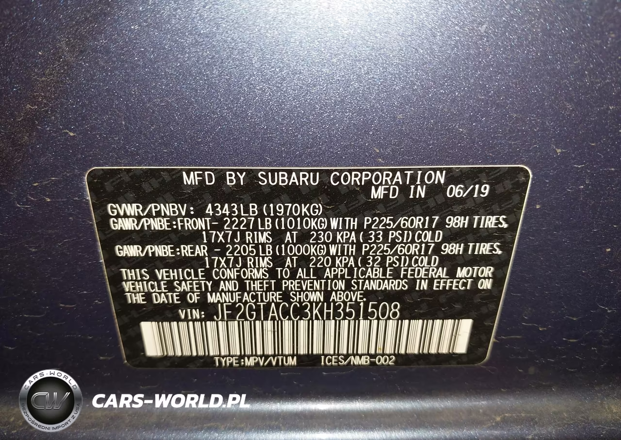 2019 Subaru Crosstrek 2.0I Premium VIN:JF2GTACC3KH351508 - 9