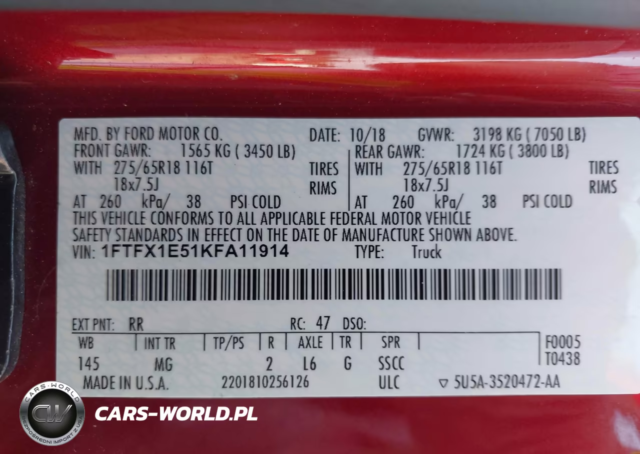 2019 Ford F-150 Xlt VIN:1FTFX1E51KFA11914 - 9