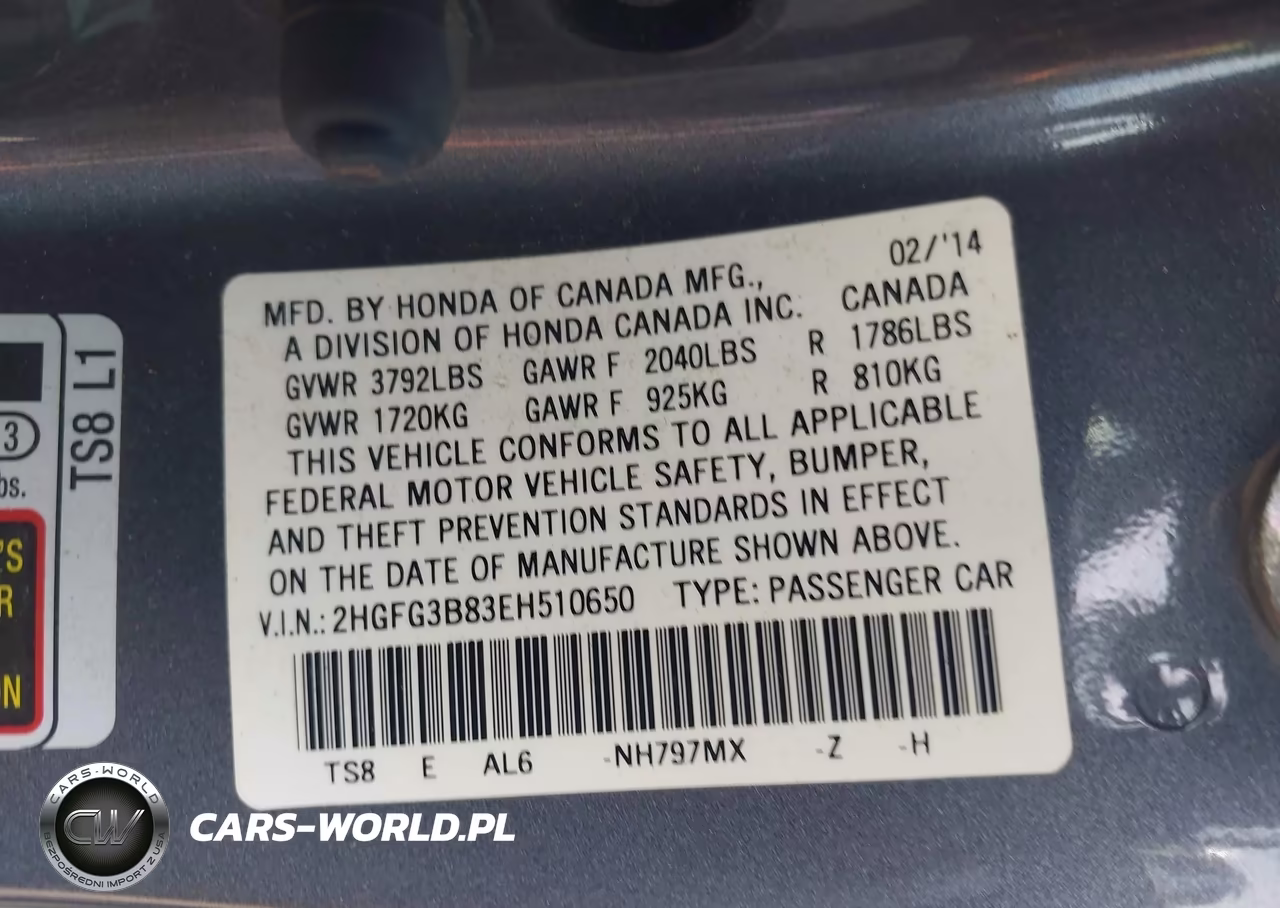 2014 Honda Civic Ex VIN:2HGFG3B83EH510650 - 9