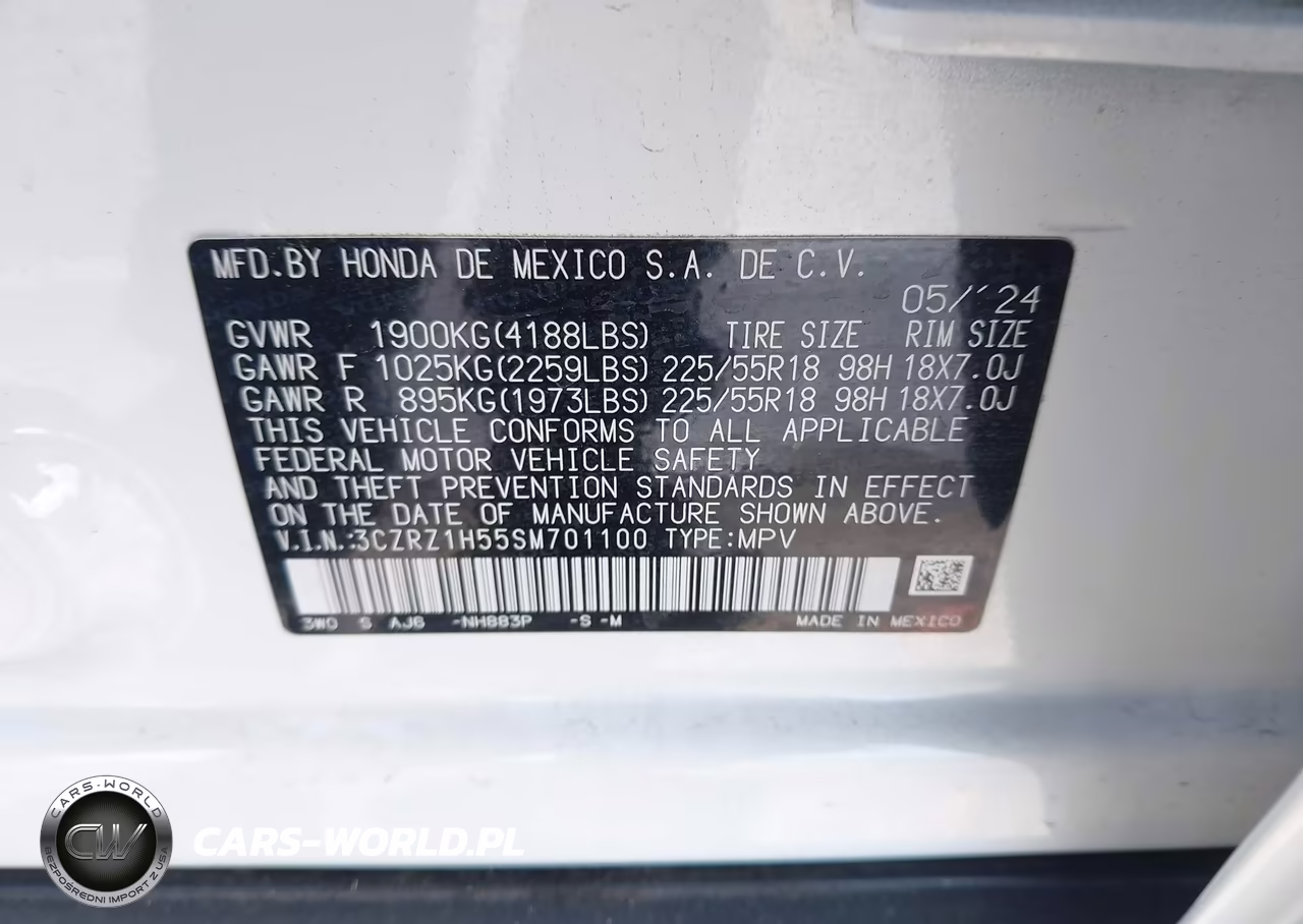 2025 Honda Hr-V 2Wd Sport VIN:3CZRZ1H55SM701100 - 9
