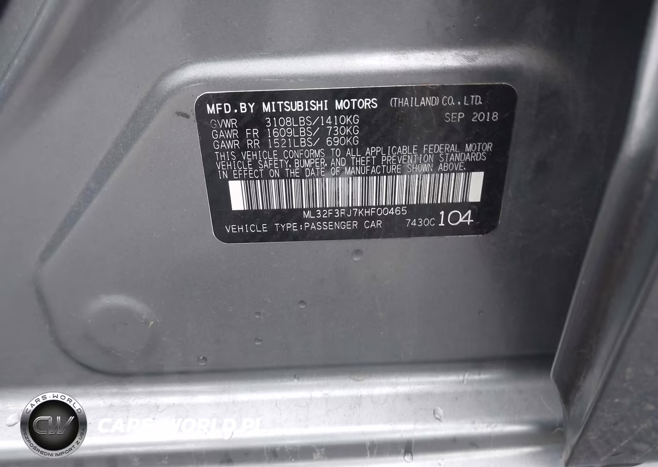 2019 Mitsubishi Mirage G4 Es VIN:ML32F3FJ7KHF00465 - 9