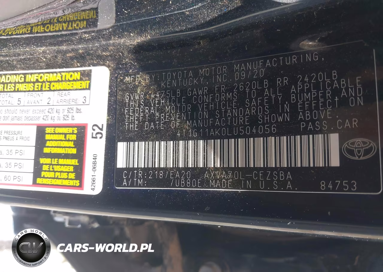 2020 Toyota Camry Se VIN:4T1G11AK0LU504056 - 9