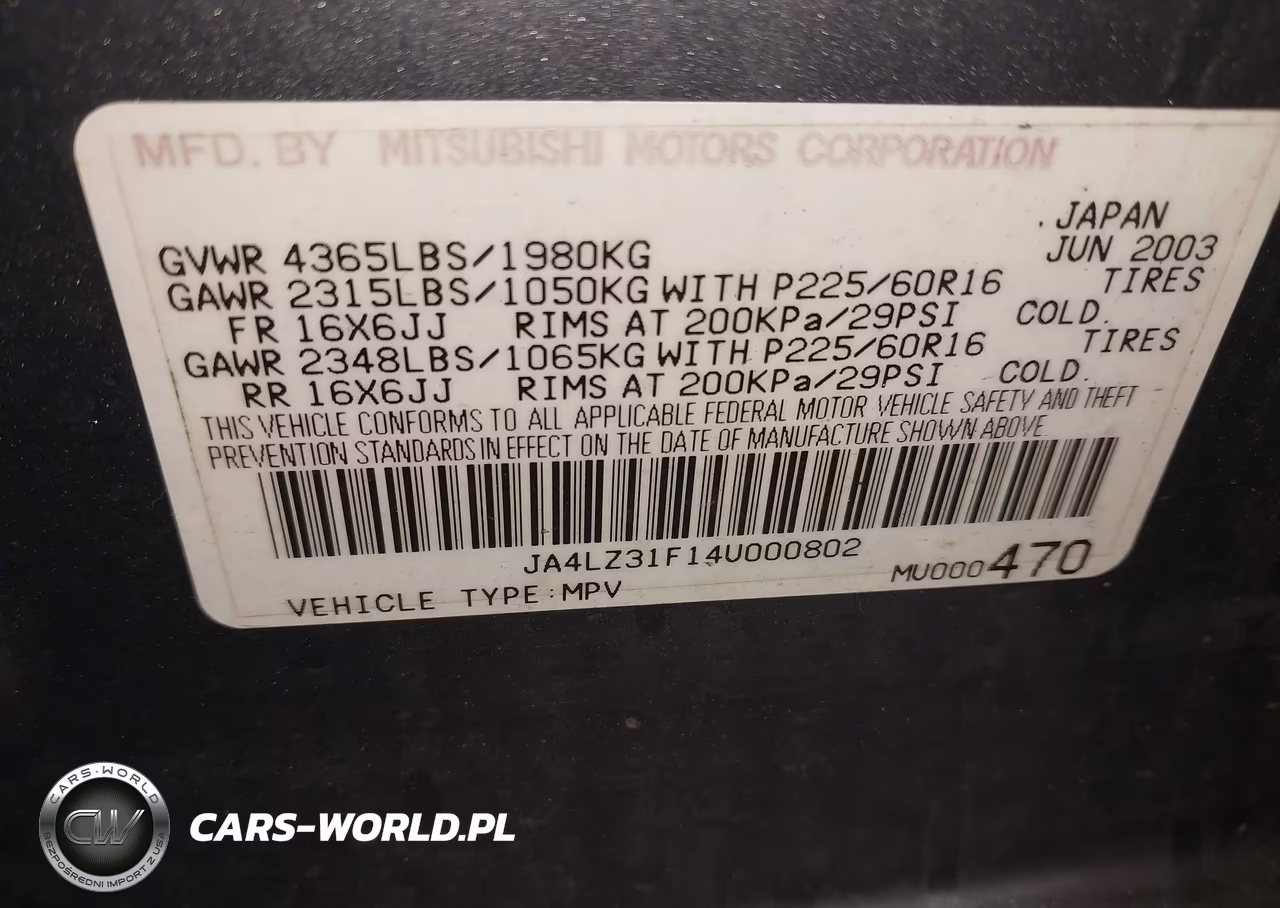 2004 Mitsubishi Outlander Ls VIN:JA4LZ31F14U000802 - 9