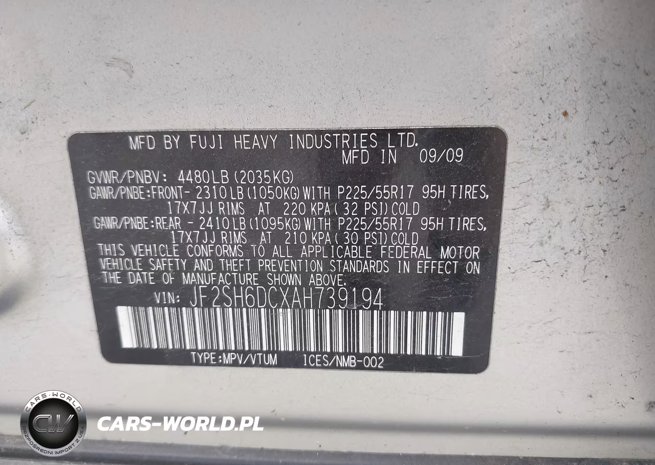 2010 Subaru Forester 2.5X Limited VIN:JF2SH6DCXAH739194 - 9