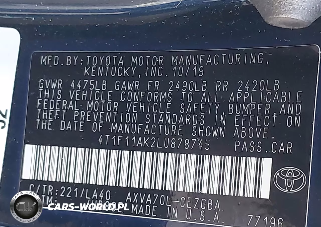 2020 Toyota Camry Xle VIN:4T1F11AK2LU878745 - 9