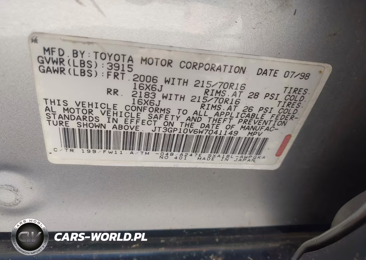 1998 Toyota Rav4 VIN:JT3GP10V6W7041149 - 9