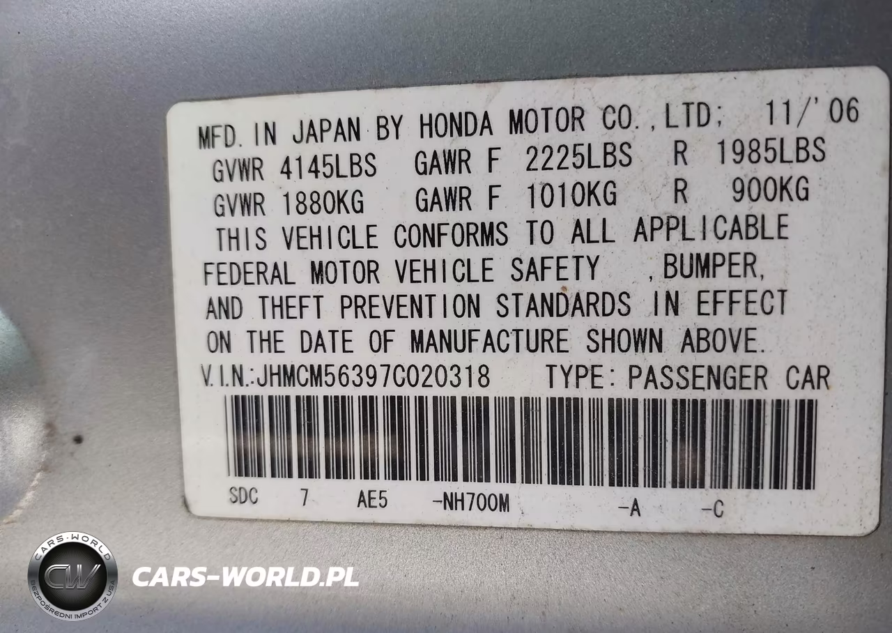 2007 Honda Accord 2.4 Se VIN:JHMCM56397C020318 - 9
