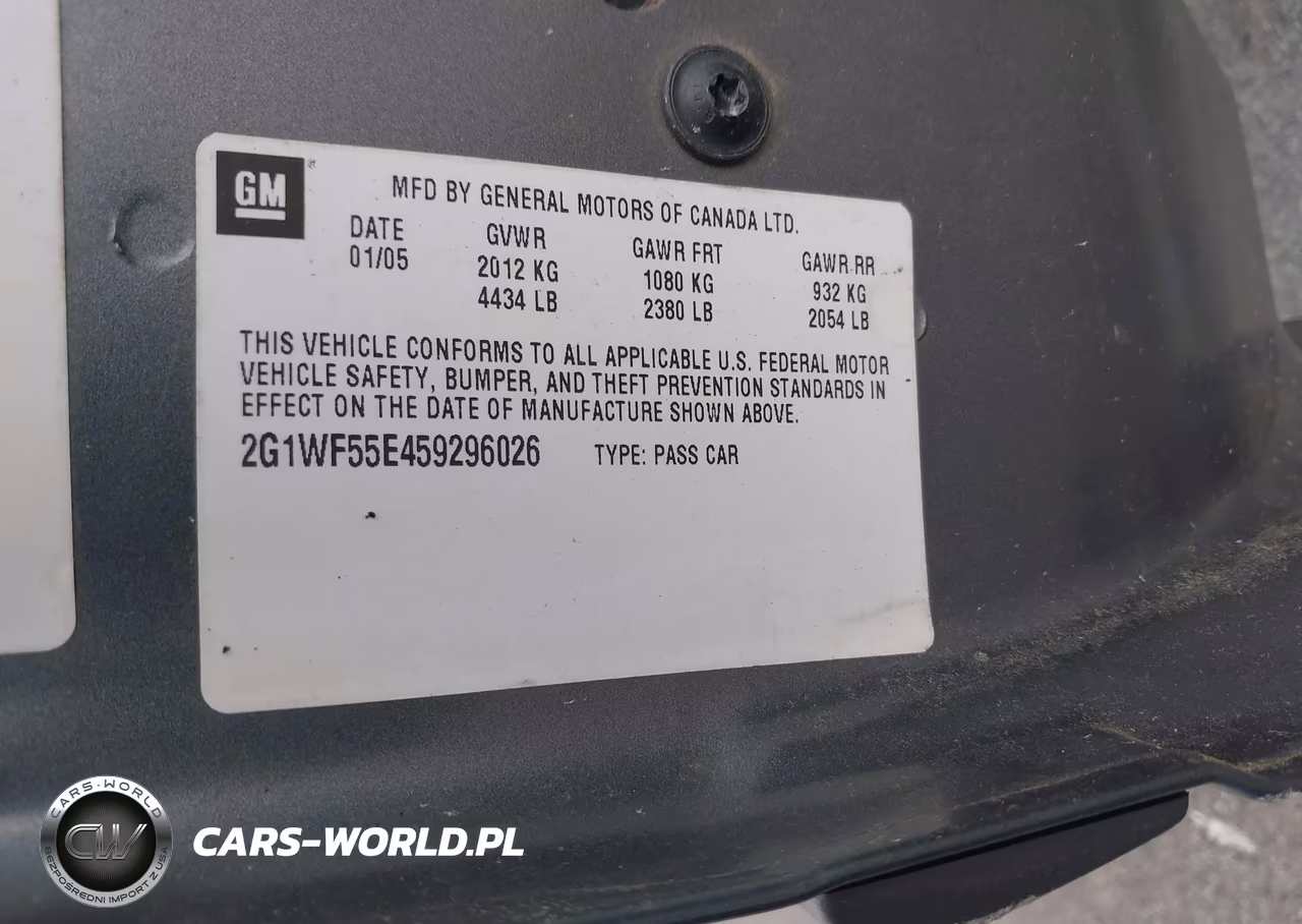 2005 Chevrolet Impala VIN:2G1WF55E459296026 - 9