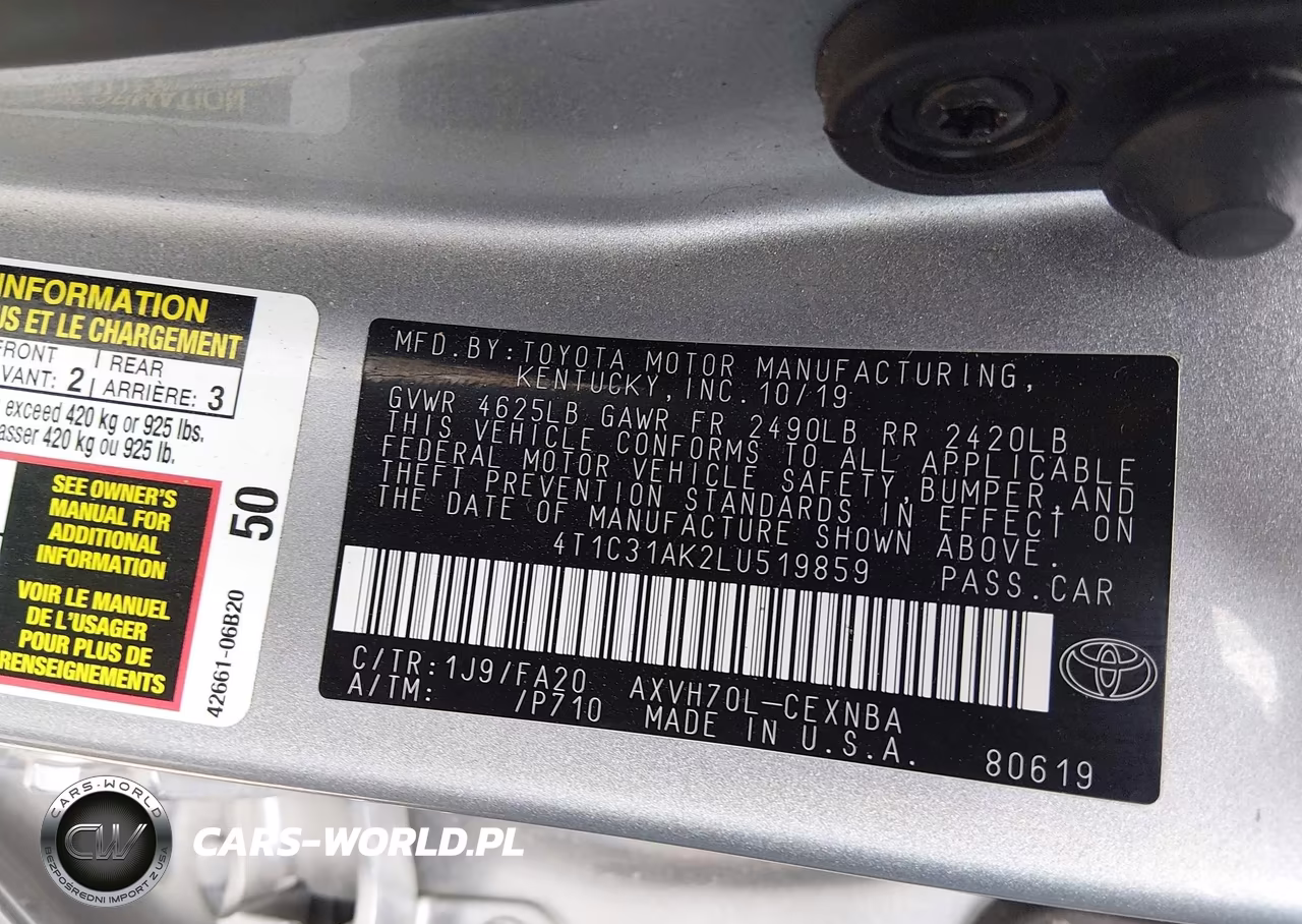 2020 Toyota Camry Le Hybrid VIN:4T1C31AK2LU519859 - 9