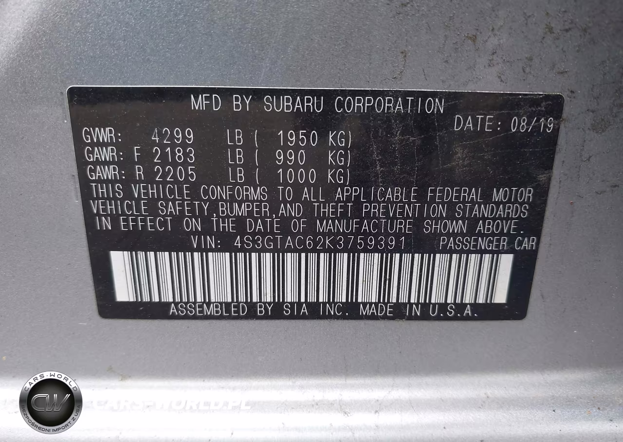 2019 Subaru Impreza 2.0I Premium VIN:4S3GTAC62K3759391 - 9