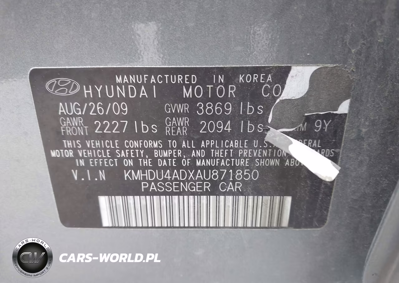 2010 Hyundai Elantra Gls VIN:KMHDU4ADXAU871850 - 9
