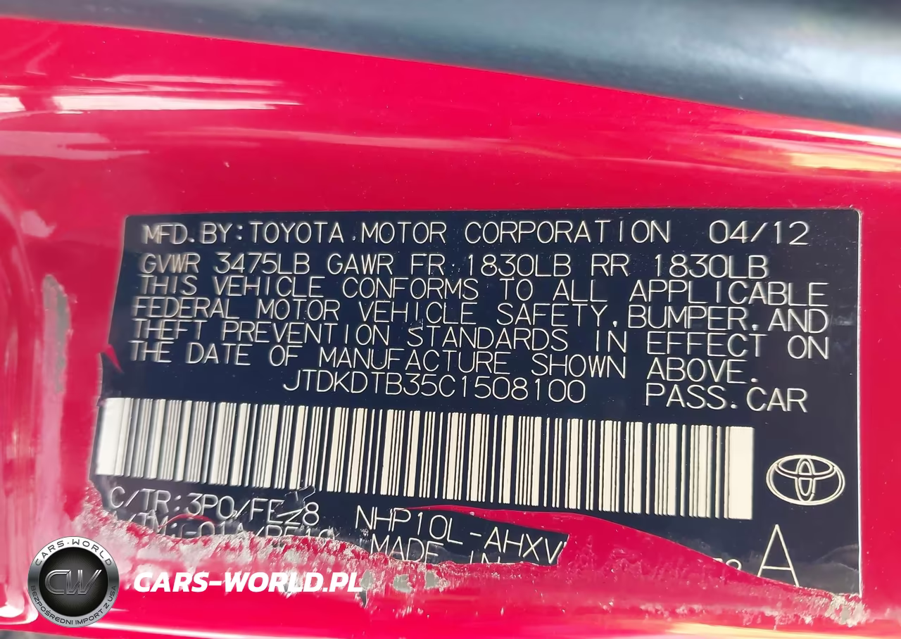 2012 Toyota Prius C One VIN:JTDKDTB35C1508100 - 9