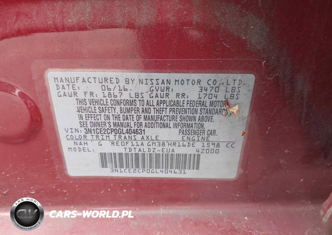 2016 Nissan Versa Note S (Sr)-S Plus-Sl-Sr-Sv VIN:3N1CE2CP0GL404631 - 9