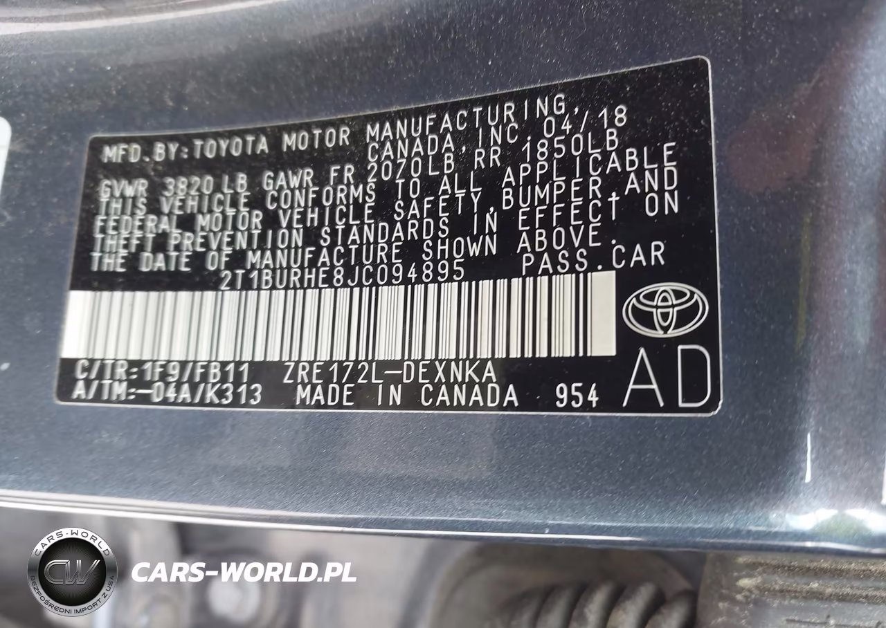 2018 Toyota Corolla Le VIN:2T1BURHE8JC094895 - 9