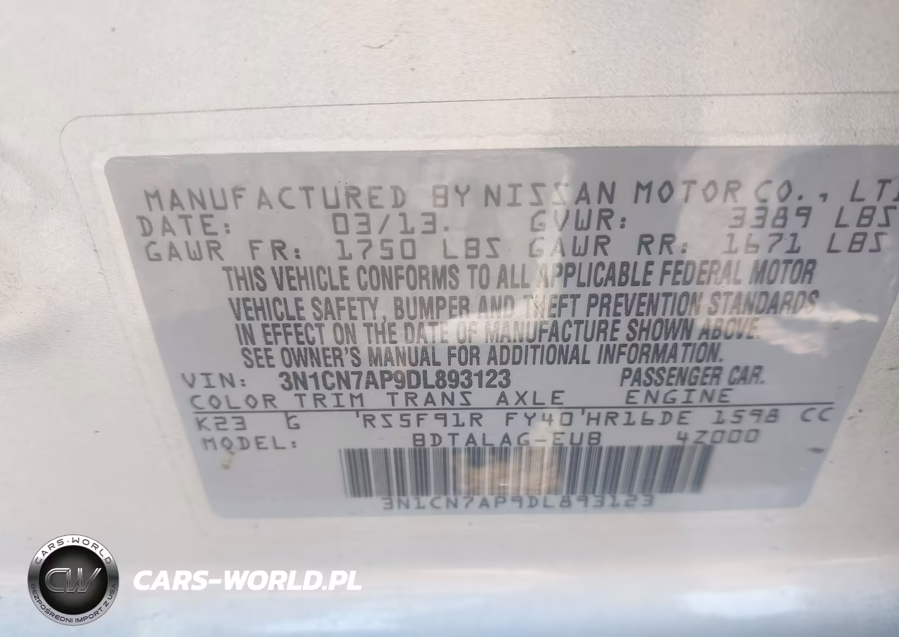 2013 Nissan Versa 1.6 S VIN:3N1CN7AP9DL893123 - 9