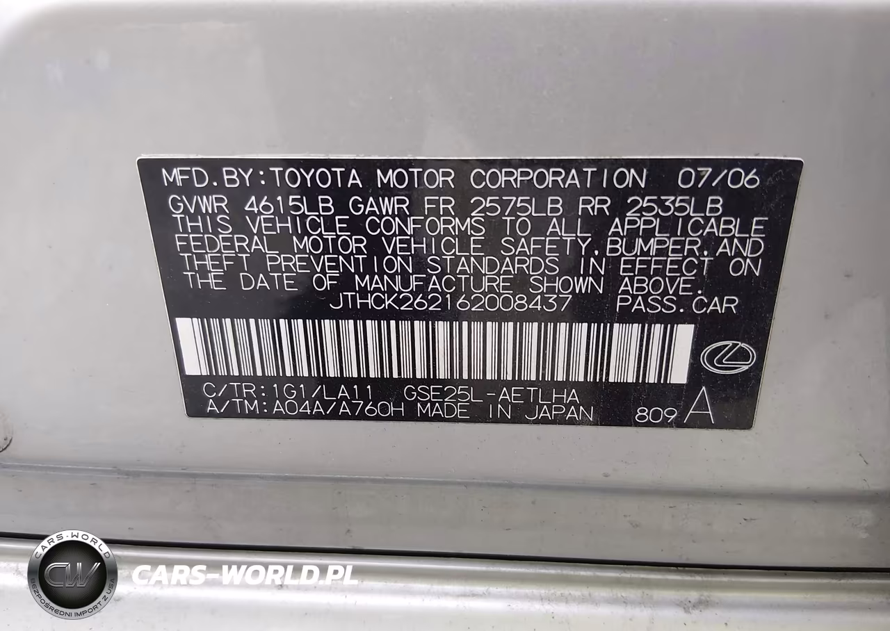 2006 Lexus Is 250 VIN:JTHCK262162008437 - 9
