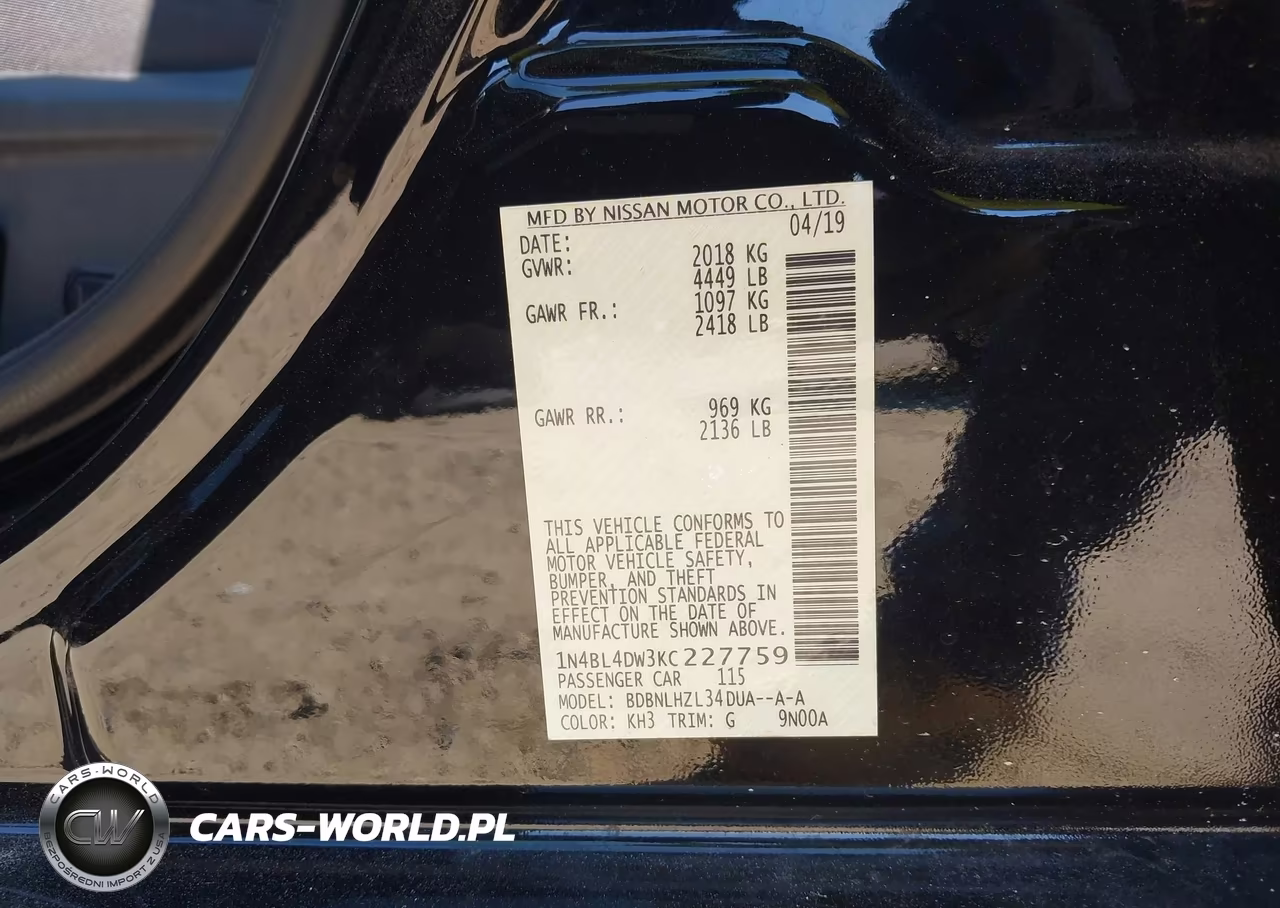 2019 Nissan Altima 2.5 Sv VIN:1N4BL4DW3KC227759 - 9