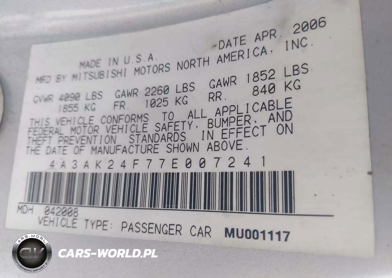 2007 Mitsubishi Eclipse Gs VIN:4A3AK24F77E007241 - 9