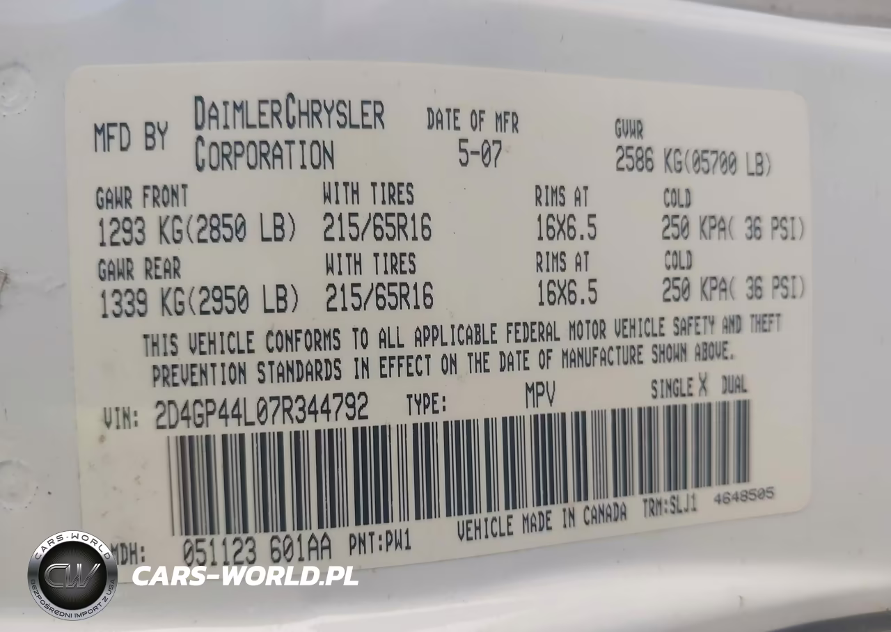 2007 Dodge Grand Caravan Sxt VIN:2D4GP44L07R344792 - 9