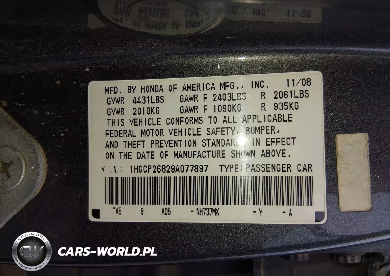 2009 Honda Accord 2.4 Ex-L VIN:1HGCP26829A077897 - 9