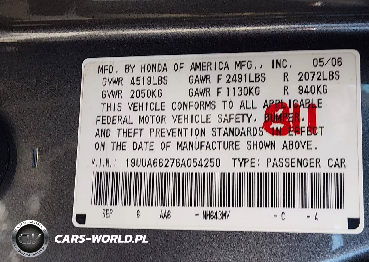 2006 Acura Tl VIN:19UUA66276A054250 - 9