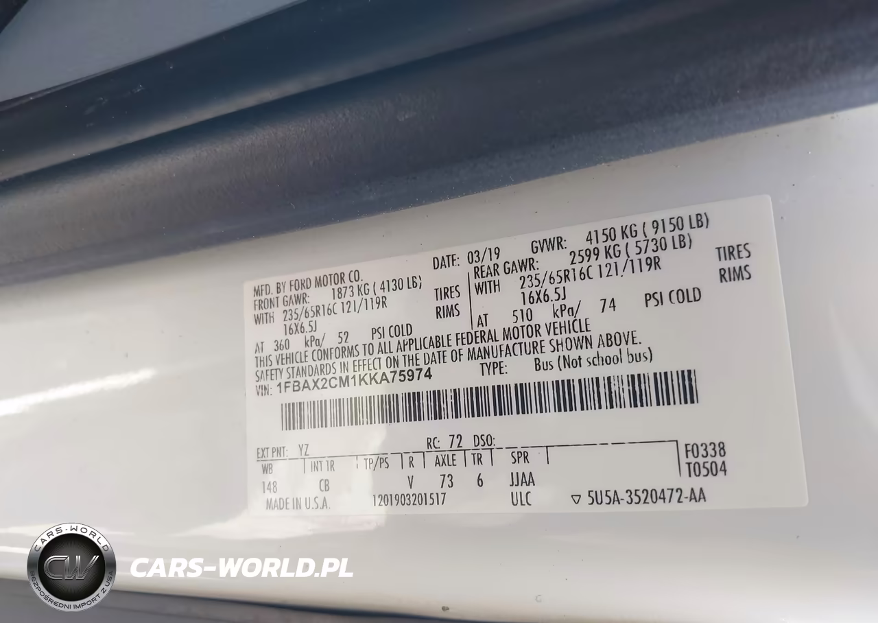 2019 Ford Transit-350 Xlt VIN:1FBAX2CM1KKA75974 - 9
